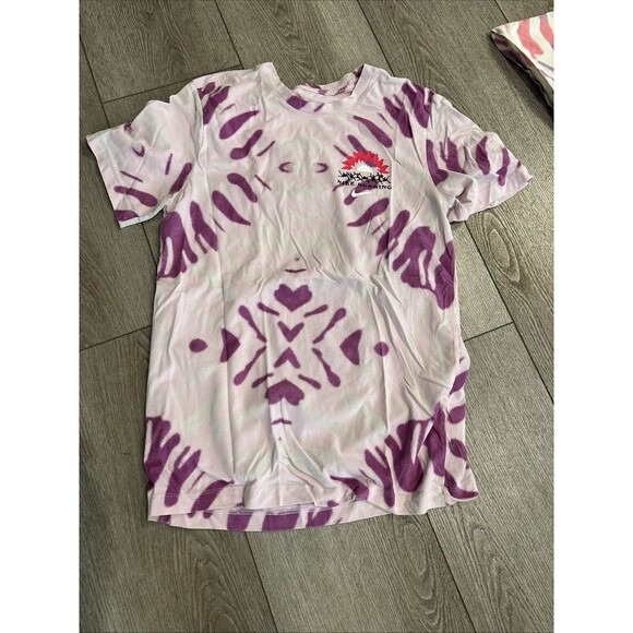Nike Running Festival Men's Pink Tye Dye T Shirt Size Medium Dri Fit Polyester - Picture 1 of 7